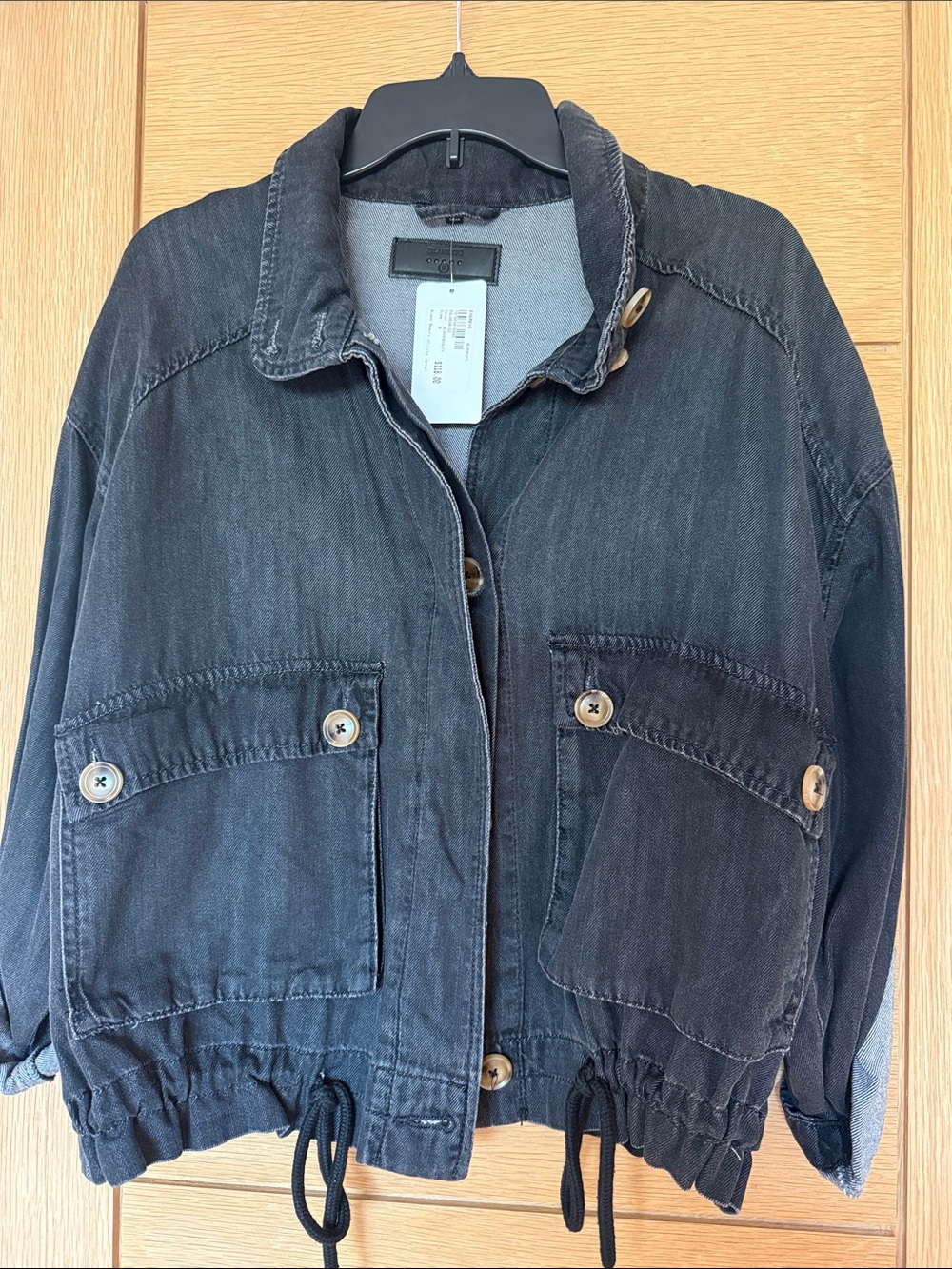 Evereve Black Washed Utility Crop Jacket